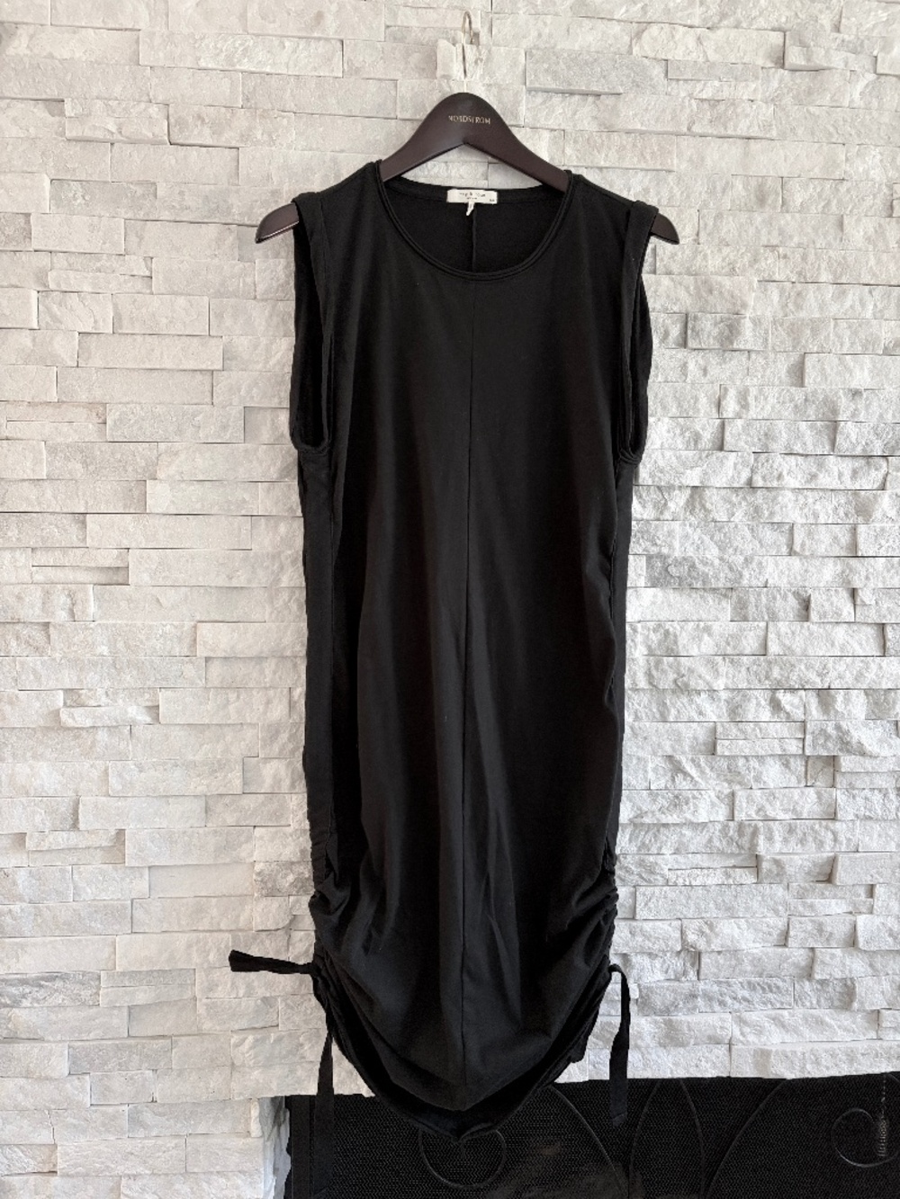 Rag & Bone Black Cotton Tank Dress with Adjustable Rouched Sides
